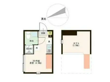 URBAN TERRACE ときわ台(ワンルーム/2階)の間取り写真