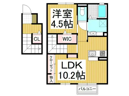 セジュールあい(1LDK/2階)の間取り写真