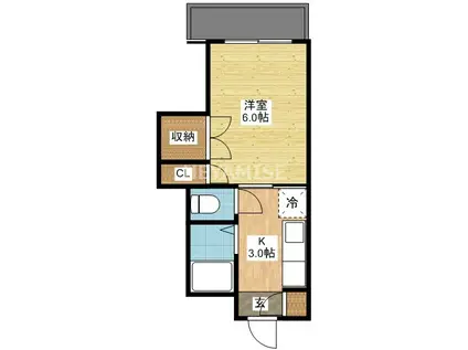キャッスル東山手(1K/1階)の間取り写真
