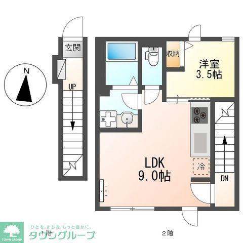 アプリコットE(1LDK/2階)の間取り写真