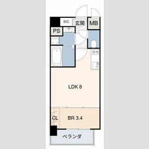 豊田駅前ビル(1LDK/9階)の間取り写真