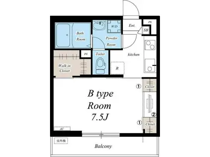 リブリ・ファインレジデンス(1K/2階)の間取り写真