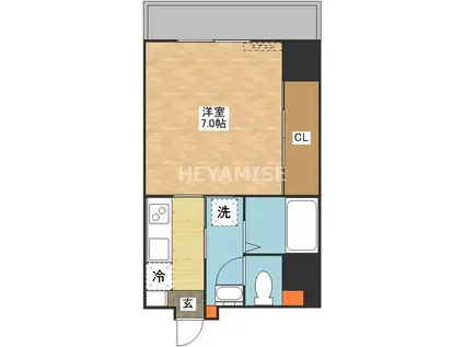 シャムロック城山(1K/2階)の間取り写真
