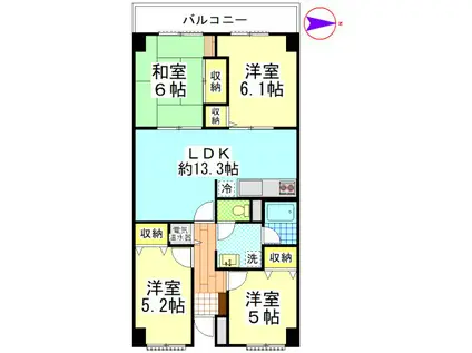 シャルム西千葉(4LDK/2階)の間取り写真