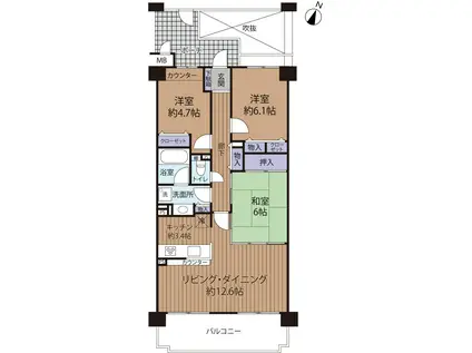 メゾン本山中町(3LDK/5階)の間取り写真