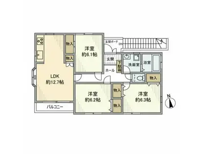 石神井町戸建(3LDK/2階)の間取り写真