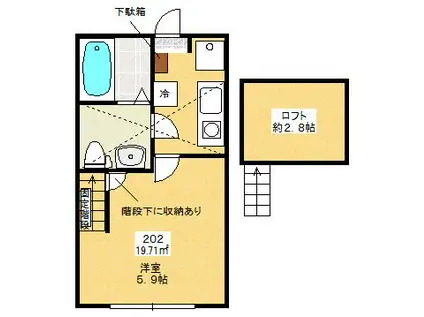 ル・ヴァンベール(1K/2階)の間取り写真