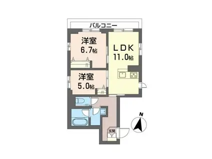 ラルク鎌倉(2LDK/3階)の間取り写真
