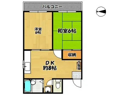 メゾンハカマダ(2DK/3階)の間取り写真
