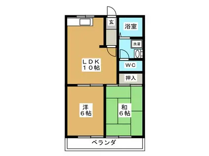 メゾンドジョイフル B(2LDK/1階)の間取り写真