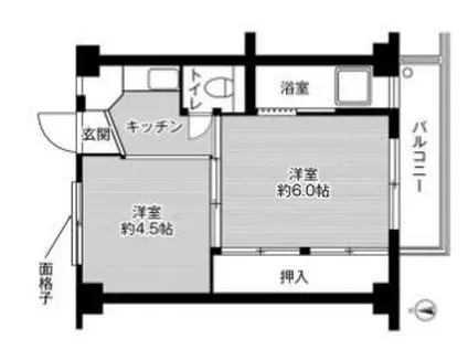 ビレッジハウス有城1号棟(1DK/1階)の間取り写真