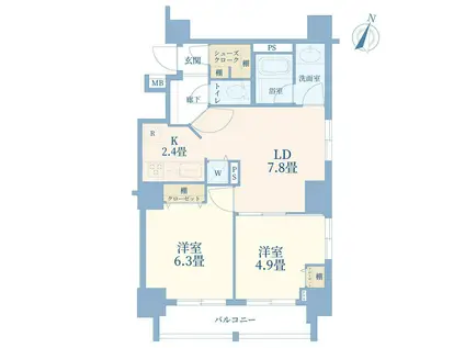 グランスイートTOKYOマークス(2LDK/10階)の間取り写真