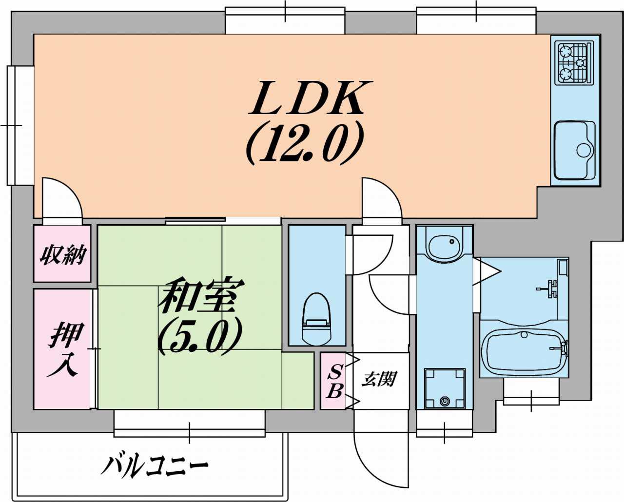 南五葉ハイツ(1LDK/3階)の間取り写真