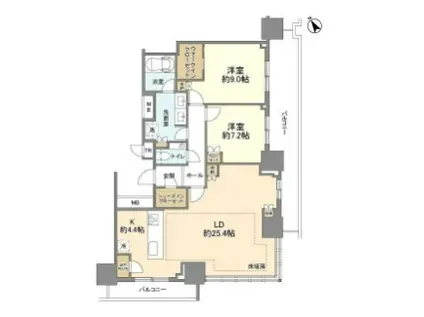 BRILLIA TOWER 浜離宮 ブリリアタワー浜離宮(2LDK/31階)の間取り写真