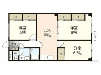 ミモザ 南(3LDK/2階)の間取り写真