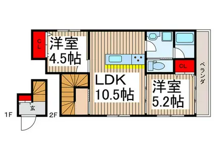 NANAFUKU(2LDK/2階)の間取り写真