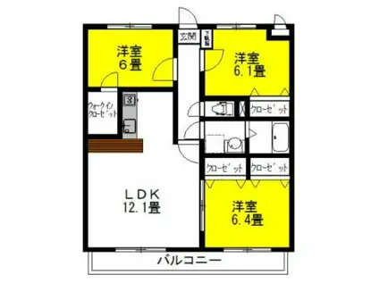 セントラル・フェスタIV(3LDK/2階)の間取り写真