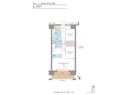 LUXENA船堀(2LDK/6階)の間取り写真