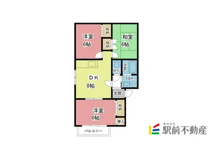 ベルクレージュ兵庫南B(3DK/1階)の間取り写真