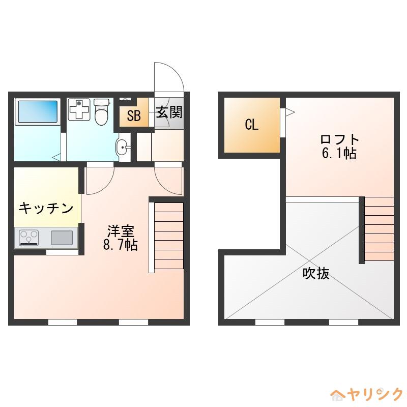 プリマグランデ須ヶ口壱番館(1K/1階)の間取り写真