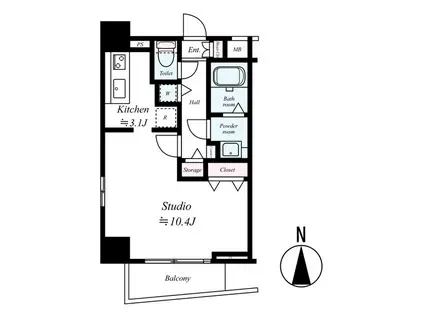 メイクスデザイン西麻布(1K/5階)の間取り写真