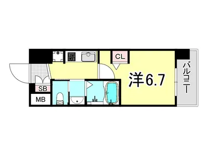 エステムコート難波Vブロード(1K/14階)の間取り写真