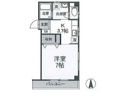 フェアリーガーデン亀戸(1K/2階)の間取り写真