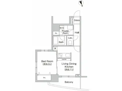 プライムアーバン町屋サウスコート(1LDK/2階)の間取り写真