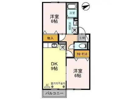 プリムローズ(2DK/2階)の間取り写真
