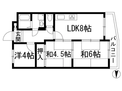 ロイヤルメゾン仁川Ⅱ(3LDK/3階)の間取り写真