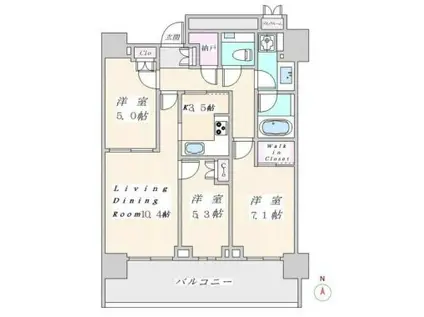 ザ・パークハウス晴海タワーズティアロレジデンス(3LDK/30階)の間取り写真