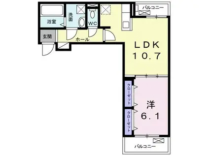 ホワイトウェル平塚(1LDK/3階)の間取り写真