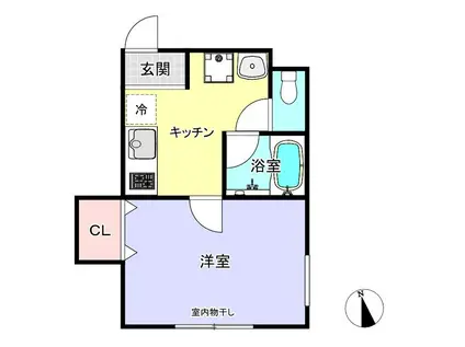 ティサージュ屋形(1K/1階)の間取り写真