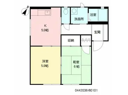 フォーレス向日葵(2DK/1階)の間取り写真