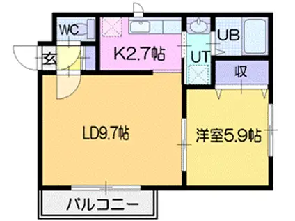 ウィステリア南郷2(1LDK/3階)の間取り写真