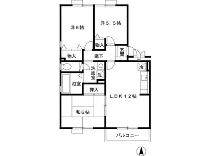 ウエストアヴェニュー(3LDK/2階)の間取り写真