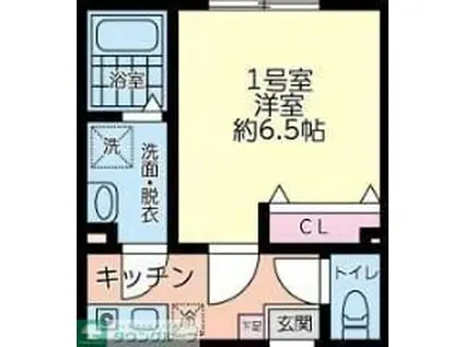 仮シティハイツ大道(1K/3階)の間取り写真