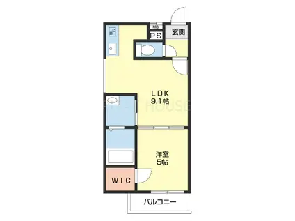 フジパレス鷺ノ森I番館(1LDK/1階)の間取り写真