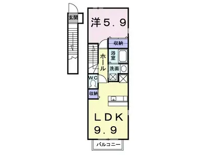 シーメンズ(1LDK/2階)の間取り写真