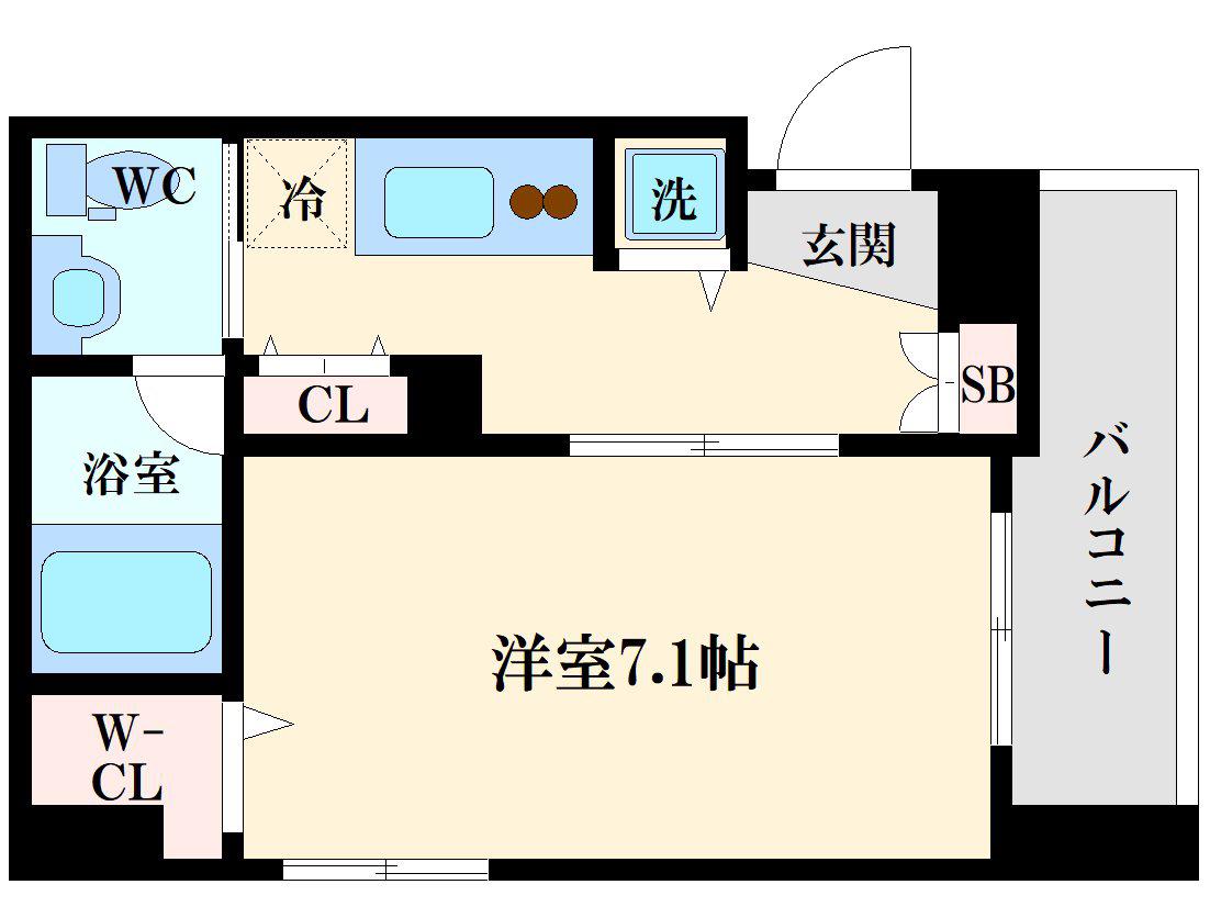 ISM谷町六丁目(1K/6階)の間取り写真