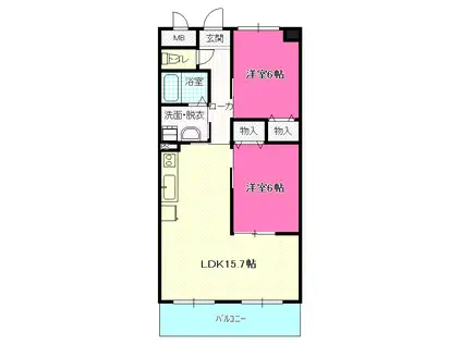 ヒュウマンスペース・M(2LDK/2階)の間取り写真