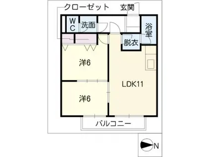 SURPLUS TWO北小畔(2LDK/2階)の間取り写真