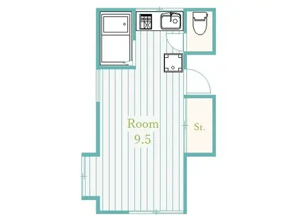 サンライズ明和(1K/2階)の間取り写真