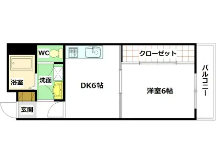 フロール神原(1DK/4階)の間取り写真