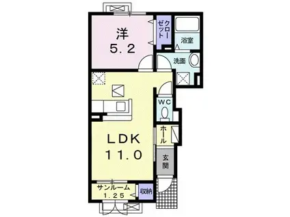 IX.グランツ・平井(1LDK/1階)の間取り写真