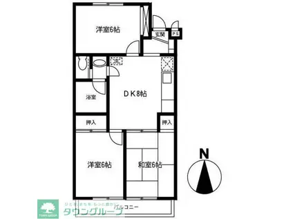 アクロシティーB(3DK/2階)の間取り写真