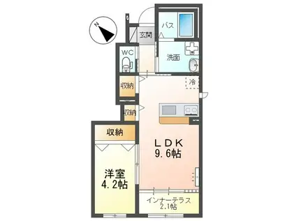 グランデージ桜(1LDK/1階)の間取り写真