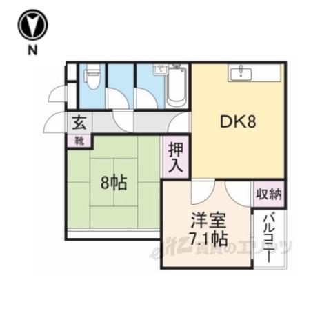 ウエストワンⅢ(2LDK/3階)の間取り写真