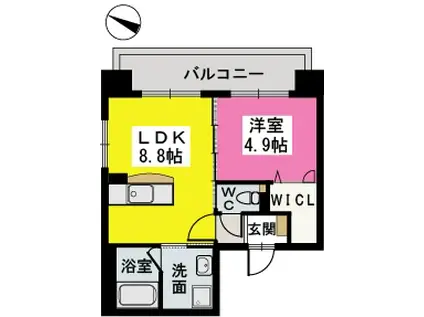 パルク薬院(1LDK/4階)の間取り写真