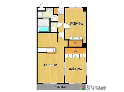 ヴィラ ビアンカ(2LDK/2階)の間取り写真